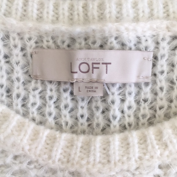 NWT LOFT Winter White Honeycomb Textured Knit Pullover Sweater, size Large ❤️ - Picture 6 of 11